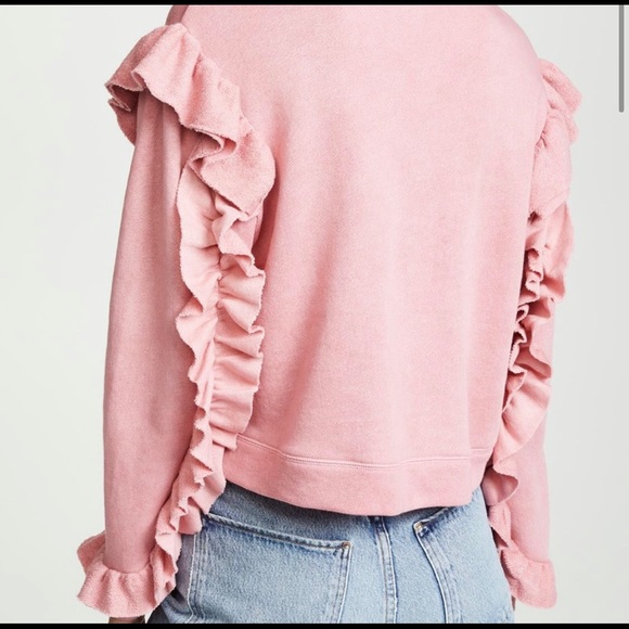 Love Shack Fancy Ruffle Crop Sweatshirt Sweater - Picture 3 of 14